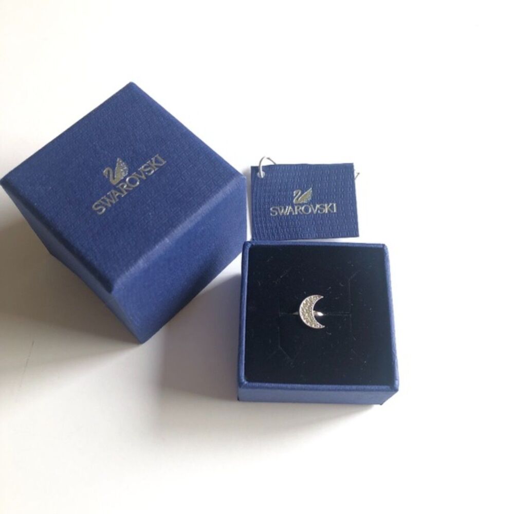 NWOT Swarovski Crystal Crescent Moon Ring SZ 6.5